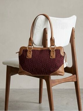 Etienne Aigner Burgundy and Tan Signature Shoulder Bag
